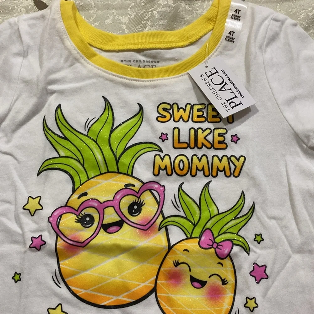 SWEET LIKE MOMMY- THE CHILDREN’S PLACE SHORT SLEEVE PINEAPPLE GIRLS TEE
